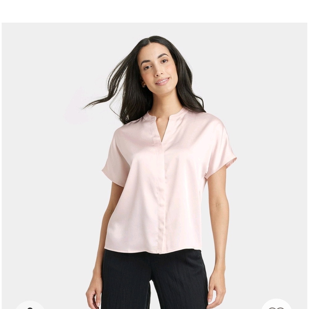 A New Day Pink Boxy Short Sleeve Blouse